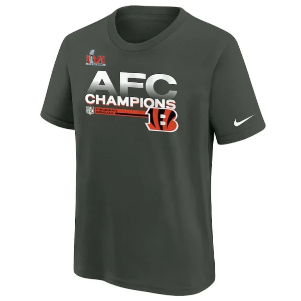 Cincinnati bengals nike youth 2021 afc champions locker room trophy collection t shirt anthracite Multi Yth M