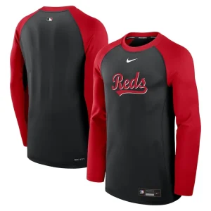 Cincinnati reds nike authentic collection game time raglan performance long sleeve t shirt Blackred
