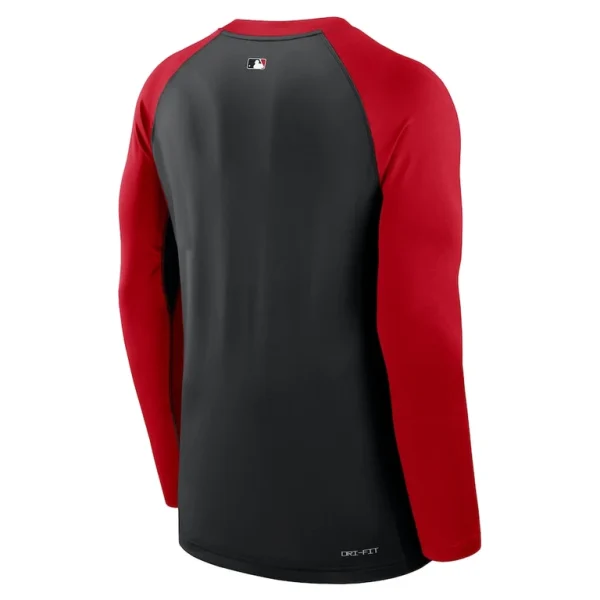 Cincinnati reds nike authentic collection game time raglan performance long sleeve t shirt Blackred L