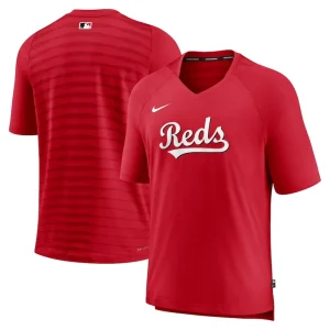 Cincinnati reds nike authentic collection pregame raglan performance v neck t shirt Red