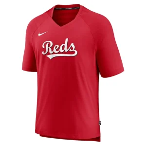 Cincinnati reds nike authentic collection pregame raglan performance v neck t shirt Red M