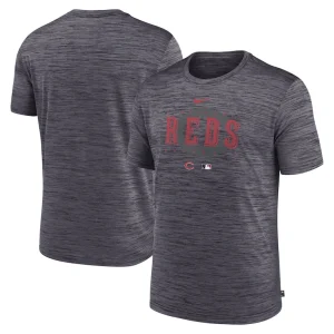 Cincinnati reds nike authentic collection velocity performance practice t shirt Heather charcoal