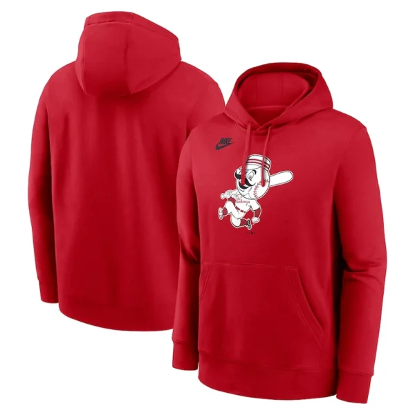 Cincinnati reds nike cooperstown collection logo club pullover hoodie Red