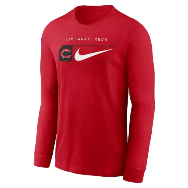 Cincinnati reds nike local logo swoosh lockup long sleeve t shirt Red M