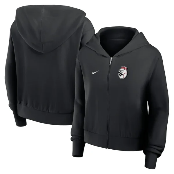 Cincinnati reds nike womens chill full zip hoodie Black