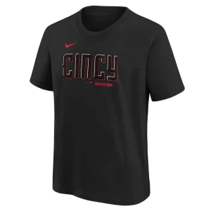 Cincinnati reds nike youth city connect wordmark t shirt Black Yth M