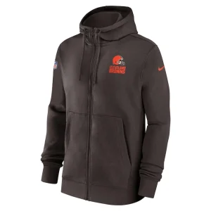 Cleveland browns nike 202324 sideline club full zip hoodie Brown M