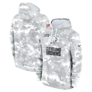 Cleveland browns nike 2024 salute to service club fleece pullover hoodie Arctic camo