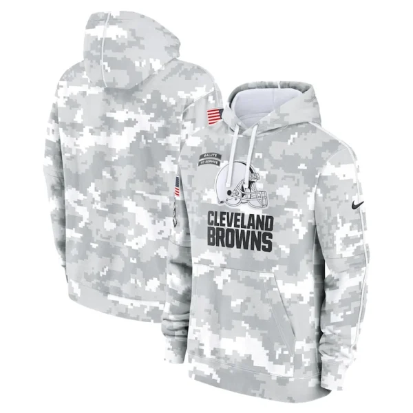 Cleveland browns nike 2024 salute to service club fleece pullover hoodie Arctic camo