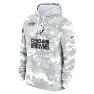 Cleveland browns nike 2024 salute to service club fleece pullover hoodie Arctic camo M