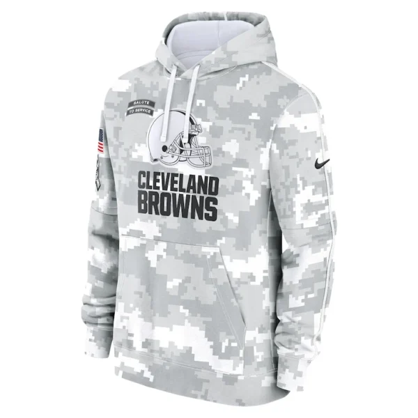 Cleveland browns nike 2024 salute to service club fleece pullover hoodie Arctic camo M