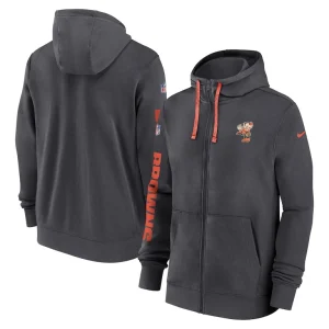 Cleveland browns nike 2024 sideline club full zip hoodie anthracite Multi