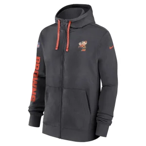 Cleveland browns nike 2024 sideline club full zip hoodie anthracite Multi M