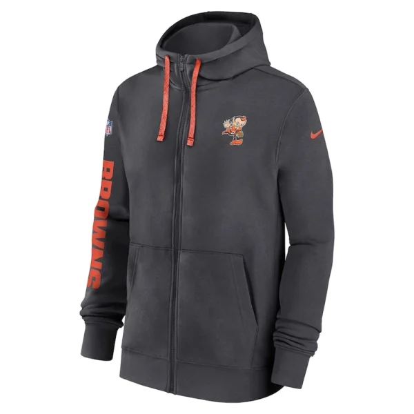 Cleveland browns nike 2024 sideline club full zip hoodie anthracite Multi M