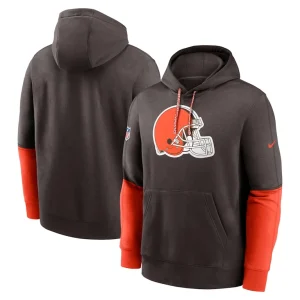 Cleveland browns nike 2024 sideline club pullover hoodie Brown