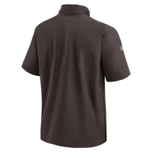 Cleveland browns nike 2024 sideline coach short sleeve half zip hoodie jacket Brown L