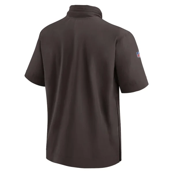 Cleveland browns nike 2024 sideline coach short sleeve half zip hoodie jacket Brown L