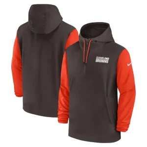 Cleveland browns nike 202425 sideline pre game player 12 zip hoodie jacket Brownorange