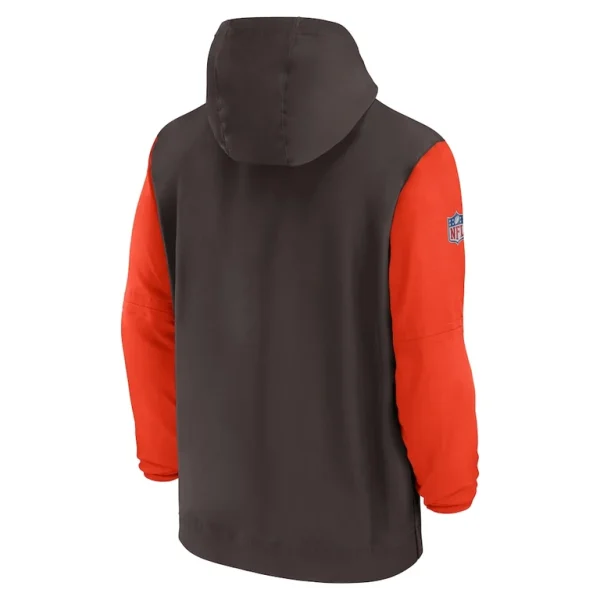 Cleveland browns nike 202425 sideline pre game player 12 zip hoodie jacket Brownorange L