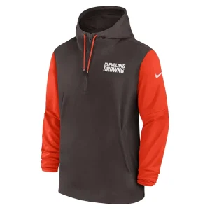 Cleveland browns nike 202425 sideline pre game player 12 zip hoodie jacket Brownorange M