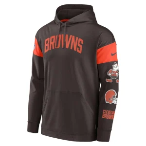 Cleveland browns nike brownie the elf sideline athletic arch jersey performance pullover hoodie Brown M