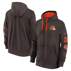 Cleveland browns nike club full zip hoodie jacket Brown