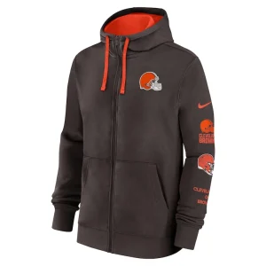 Cleveland browns nike club full zip hoodie jacket Brown M