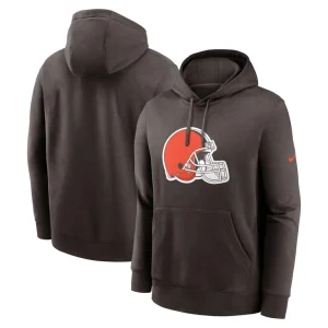 Cleveland browns nike club logo pullover hoodie Brown