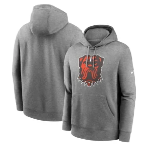 Cleveland browns nike club logo pullover hoodie Heather gray