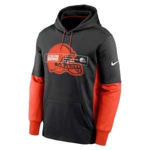 Cleveland browns nike color block fleece performance pullover hoodie Black M