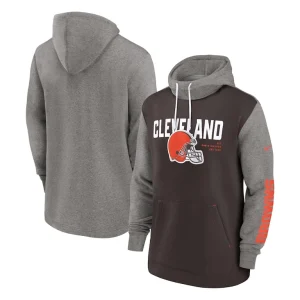 Cleveland browns nike fashion color block pullover hoodie Brown