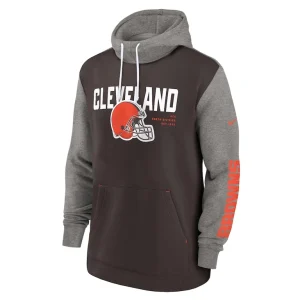 Cleveland browns nike fashion color block pullover hoodie Brown M