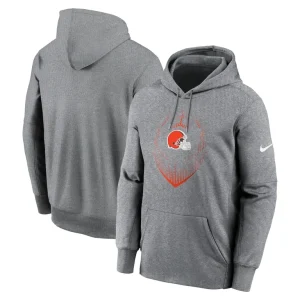 Cleveland browns nike icon performance pullover hoodie Heather gray
