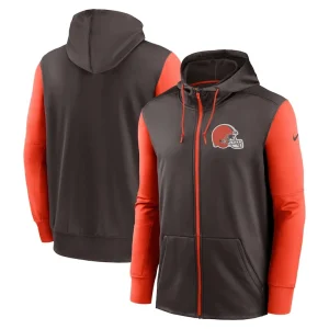 Cleveland browns nike performance full zip hoodie Brown