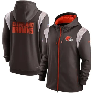 Cleveland browns nike performance sideline lockup full zip hoodie Brown