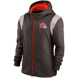 Cleveland browns nike performance sideline lockup full zip hoodie Brown S
