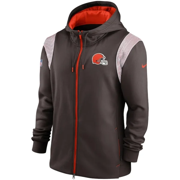 Cleveland browns nike performance sideline lockup full zip hoodie Brown S