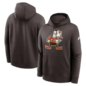 Cleveland browns nike rewind club logo pullover hoodie Brown