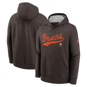Cleveland browns nike rewind club logo pullover hoodie Brown