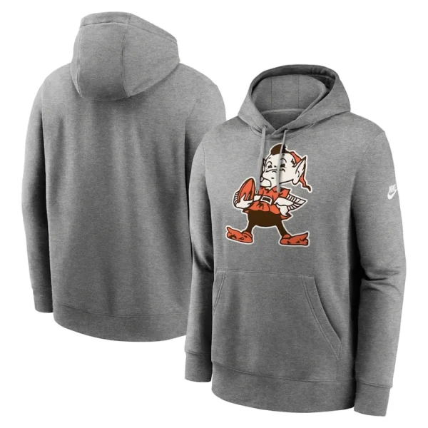 Cleveland browns nike rewind club logo pullover hoodie Heather gray