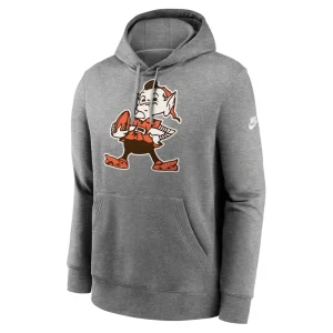Cleveland browns nike rewind club logo pullover hoodie Heather gray M