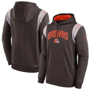 Cleveland browns nike sideline athletic stack performance pullover hoodie Brown