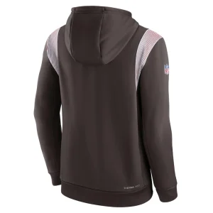 Cleveland browns nike sideline athletic stack performance pullover hoodie Brown L
