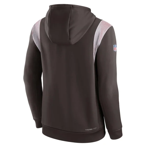 Cleveland browns nike sideline athletic stack performance pullover hoodie Brown L