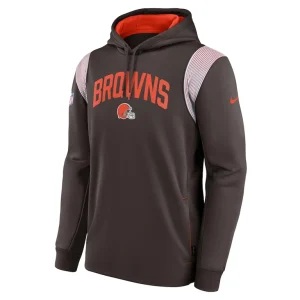 Cleveland browns nike sideline athletic stack performance pullover hoodie Brown M
