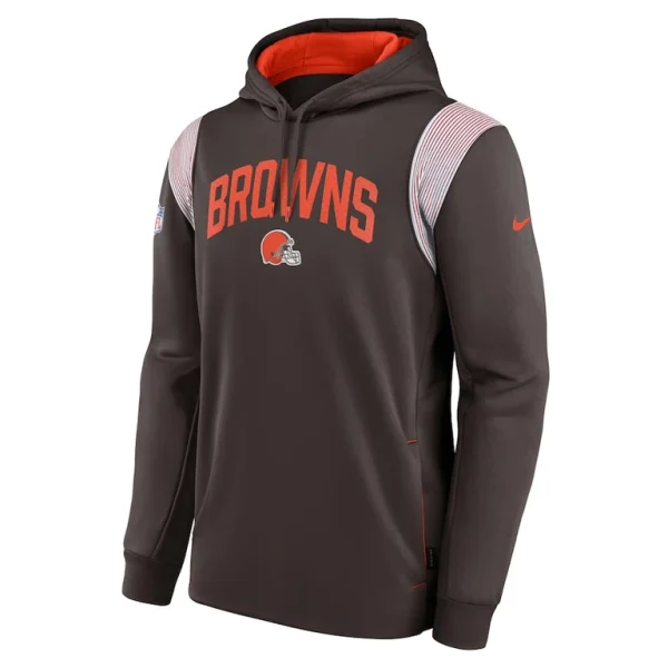Cleveland browns nike sideline athletic stack performance pullover hoodie Brown M