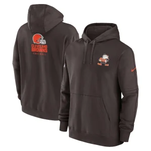 Cleveland browns nike sideline club fleece pullover hoodie Brown