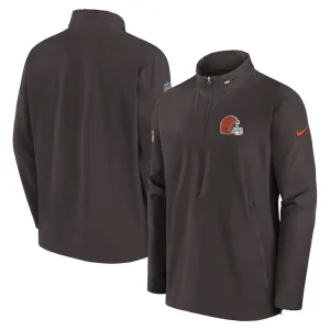 Cleveland browns nike sideline coach half zip jacket Brown