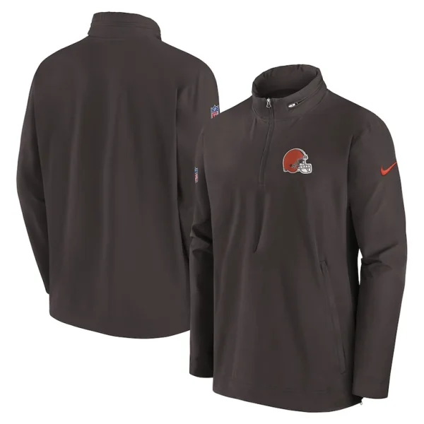 Cleveland browns nike sideline coach half zip jacket Brown