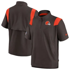 Cleveland browns nike sideline coaches chevron lockup pullover top Brown